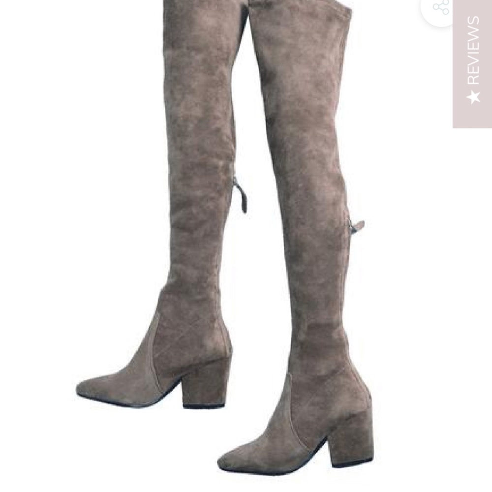 Goodnight Macaroon 'Carina' Taupe Over/Knee Boots